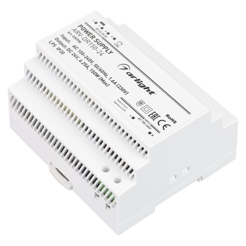 Блок питания на DIN-рейку Arlight 24В ARV-DR150-24 6.25A 150W IP20 фото Блок питания на DIN-рейку Arlight 24В ARV-DR150-24 6.25A 150W IP20 картинка